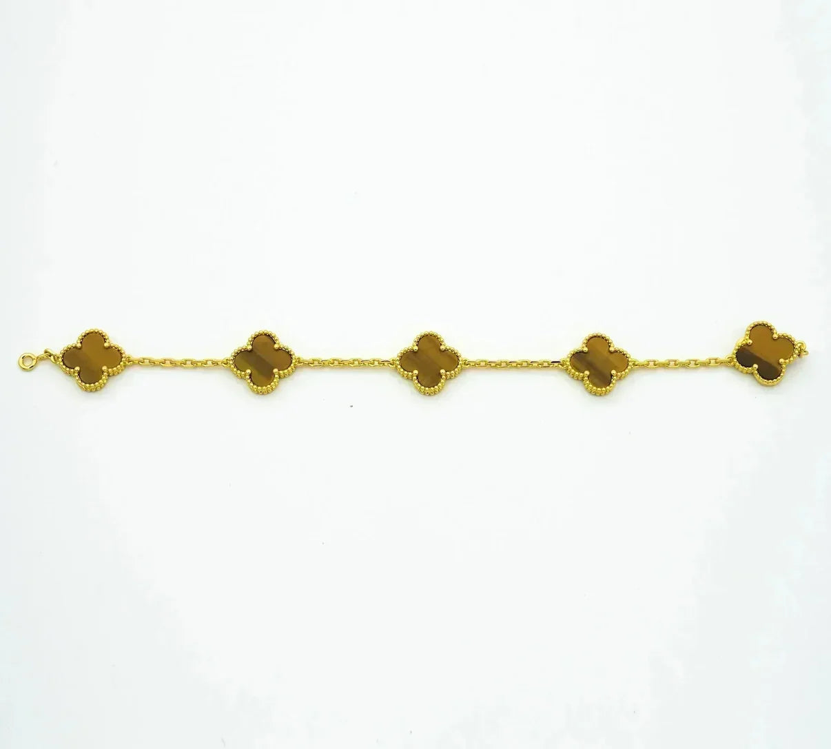 [LORA] CLOVER 5 MOTIFS TIGER EYE BRACELET COLLECTION