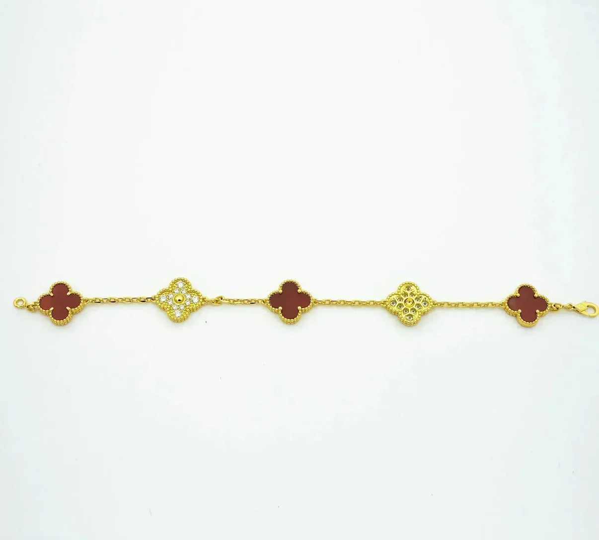 [LORA] CLOVER 5 MOTIF RED CORNELIAN BRACELET COLLECTION
