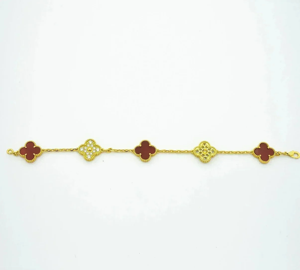 [Lora] CLOVER 5 MOTIF RED CORNELIAN BRACELET COLLECTION