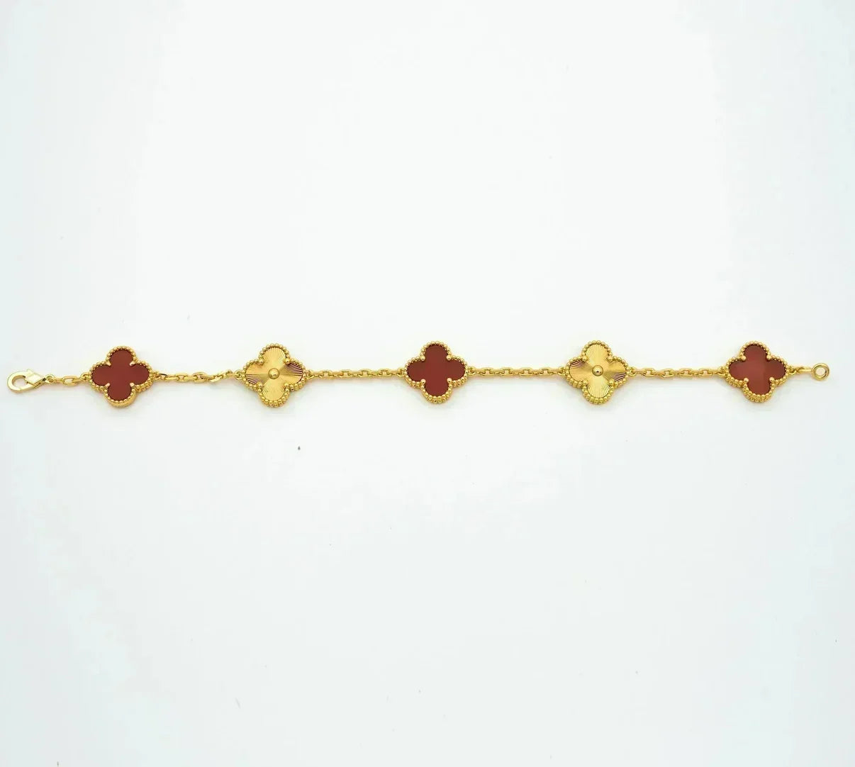 [Lora] CLOVER 5 MOTIF RED CORNELIAN BRACELET COLLECTION