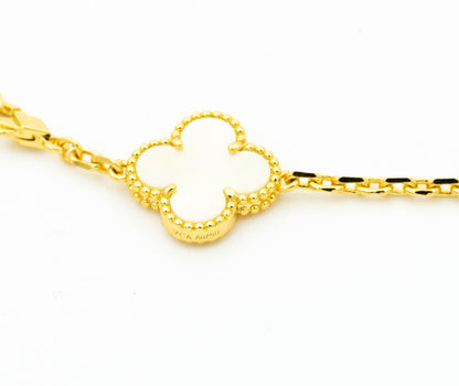 [LORA]CLOVER BRACELET 5 MOTIFS ONYX MOP