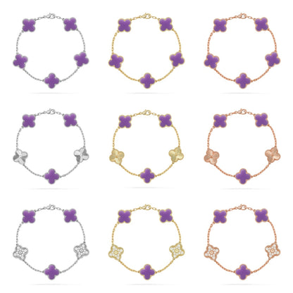 [Lora]CLOVER 5 MOTIF LIGHT PURPLE BRACELET COLLECTION