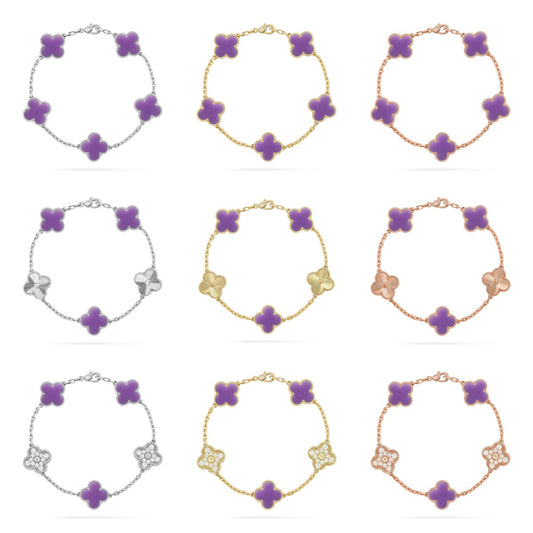 [Lora]CLOVER 5 MOTIF LIGHT PURPLE BRACELET COLLECTION