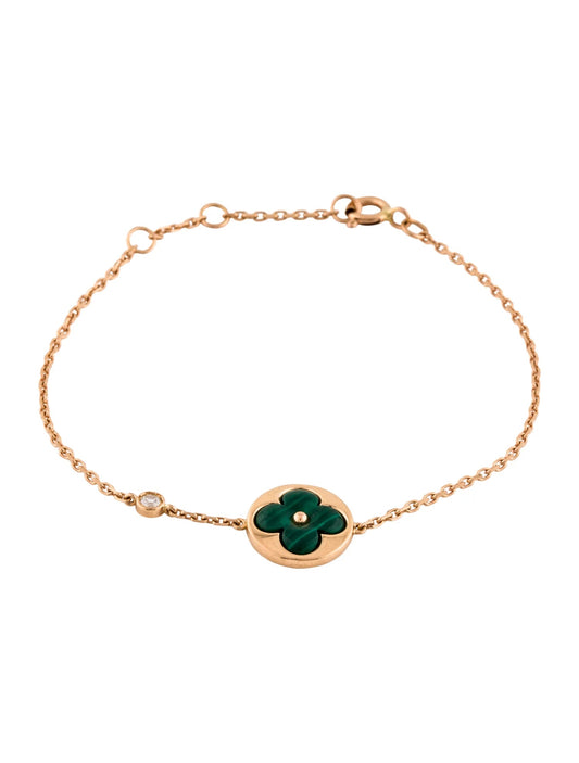 [LORA]SUN MALACHITE 1 DIAMOND PINK GOLD BRACELET