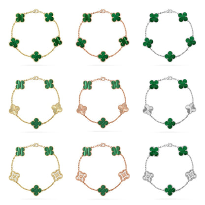 [Lora] CLOVER 5 MOTIF MALACHITE BRACELET COLLECTION