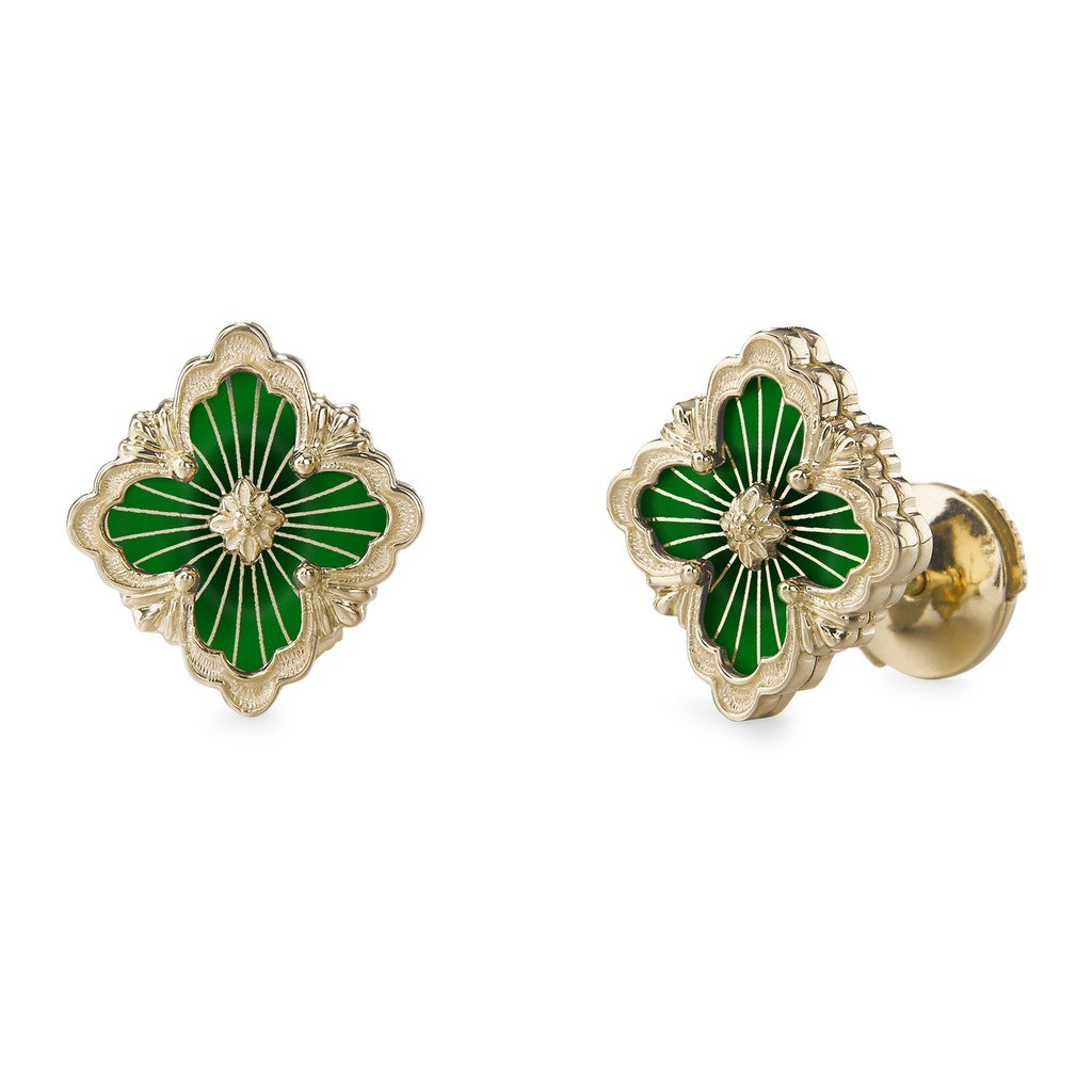 [Lora JEWELRY]OPERA TULLE GOLD BUTTON EARRINGS ENAMELED ELEMENT