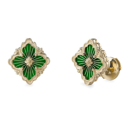 [Lora JEWELRY]OPERA TULLE GOLD BUTTON EARRINGS ENAMELED ELEMENT