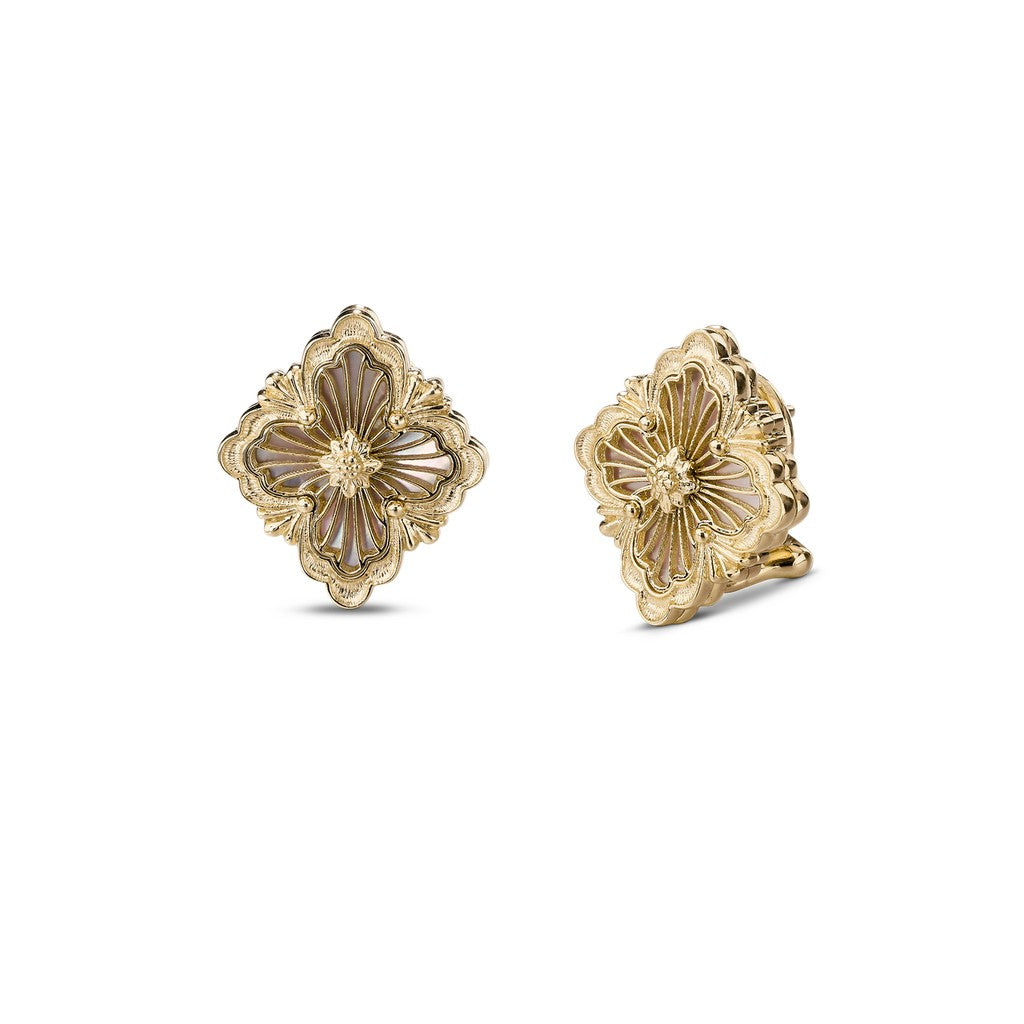 [Lora JEWELRY]OPERA TULLE GOLD BUTTON EARRINGS ENAMELED ELEMENT