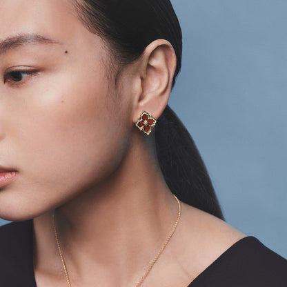 [Lora JEWELRY]OPERA TULLE GOLD BUTTON EARRINGS ENAMELED ELEMENT