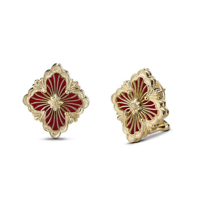 [Lora JEWELRY]OPERA TULLE GOLD BUTTON EARRINGS ENAMELED ELEMENT