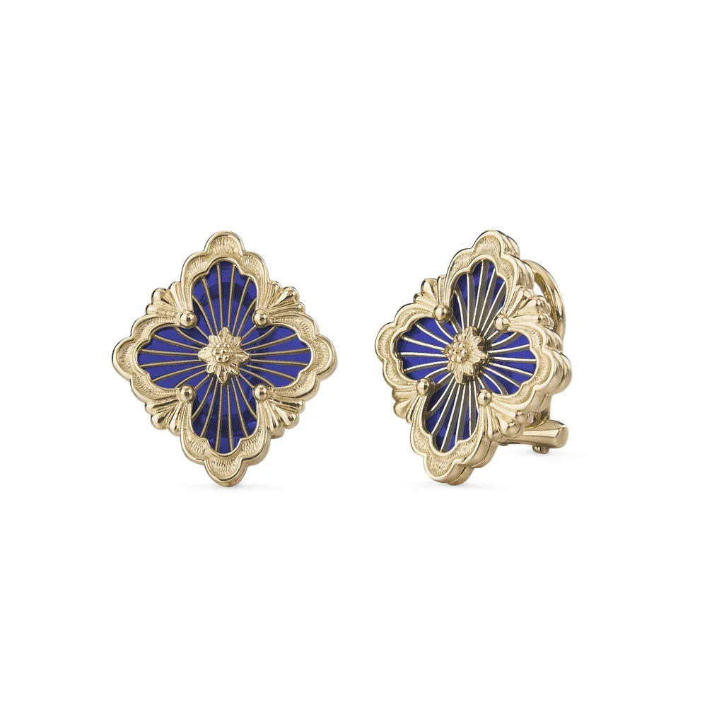 [Lora JEWELRY]OPERA TULLE GOLD BUTTON EARRINGS ENAMELED ELEMENT
