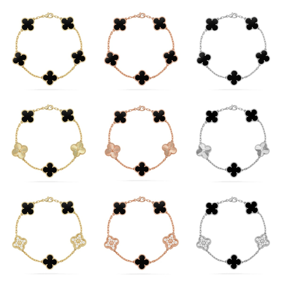 [Lora] CLOVER 5 MOTIF ONYXS BRACELET COLLECTION