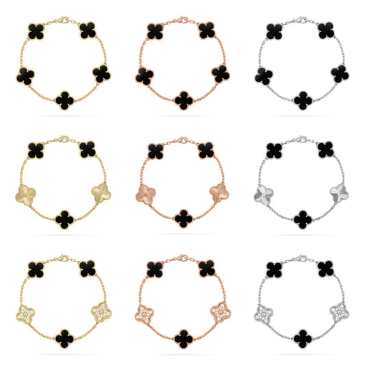 [Lora] CLOVER 5 MOTIF ONYXS BRACELET COLLECTION