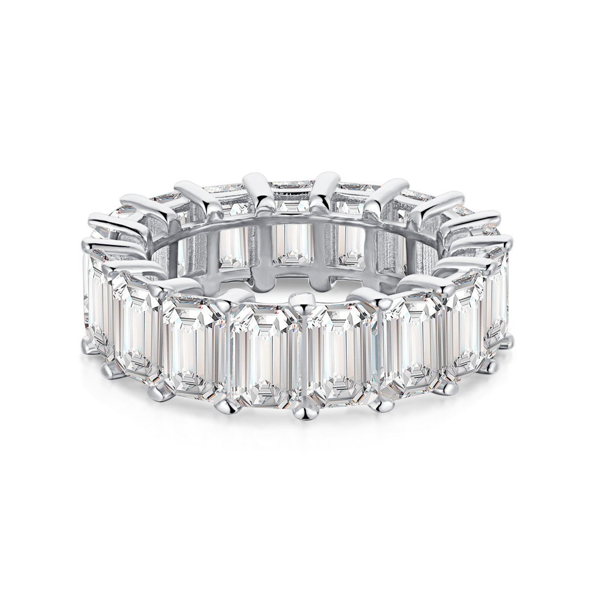 [LORA]0.75 Carat Elegant Emerald Cut Tennis Ring