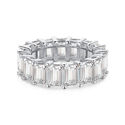 [LORA]0.75 Carat Elegant Emerald Cut Tennis Ring