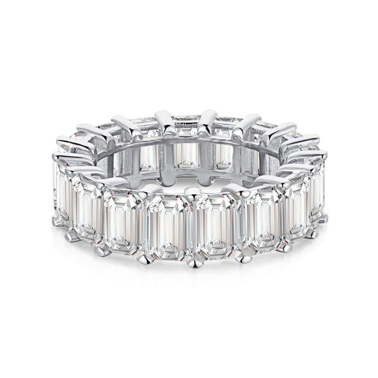 [LORA]0.75 Carat Elegant Emerald Cut Tennis Ring