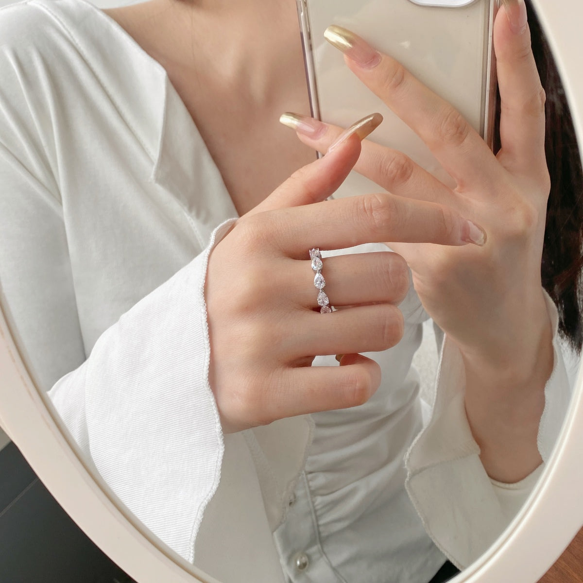 [LORA]Exquisite Pear Cut Tennis Ring