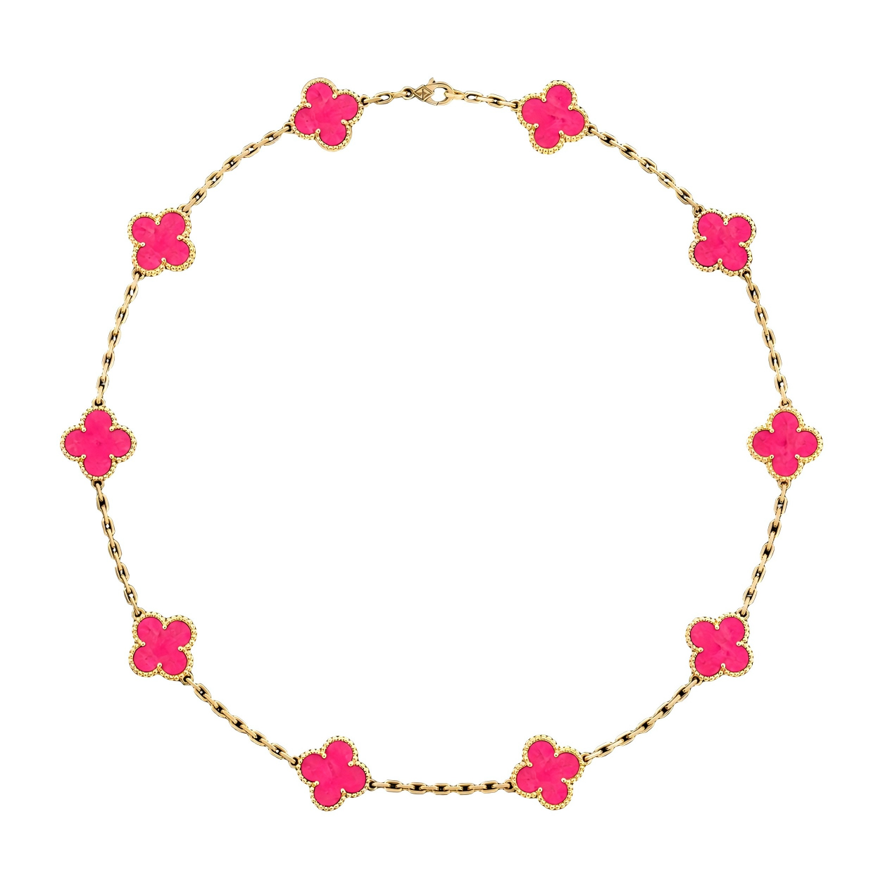 [Lora]NEW CLOVER 10 MOTIFS PINK ENAMEL NECKLACE