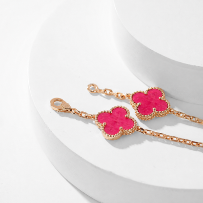 [Lora]NEW CLOVER 10 MOTIFS PINK ENAMEL NECKLACE