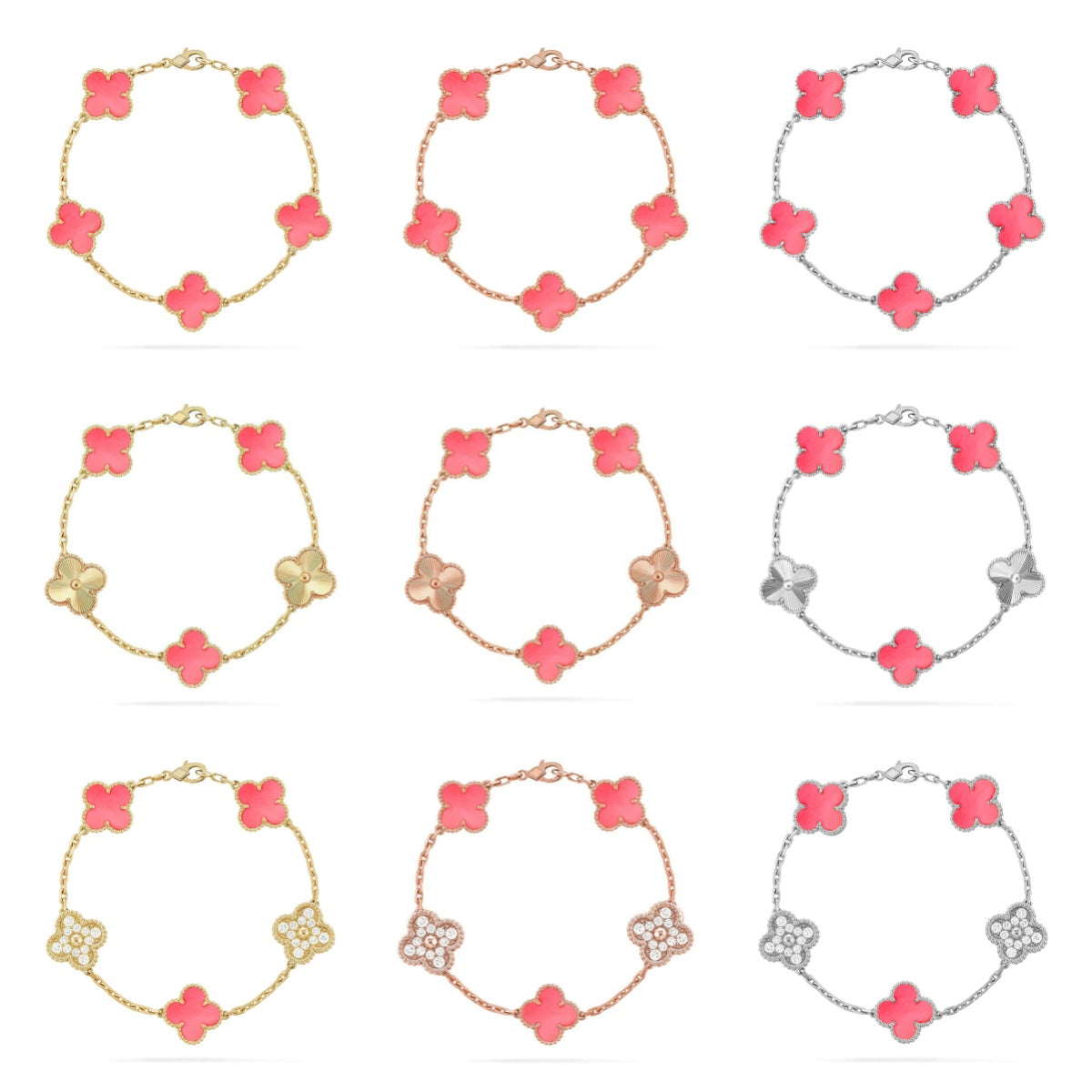 [Lora] CLOVER 5 MOTIFS  PINK MOP BRACELET COLLECTION
