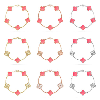 [Lora] CLOVER 5 MOTIFS  PINK MOP BRACELET COLLECTION
