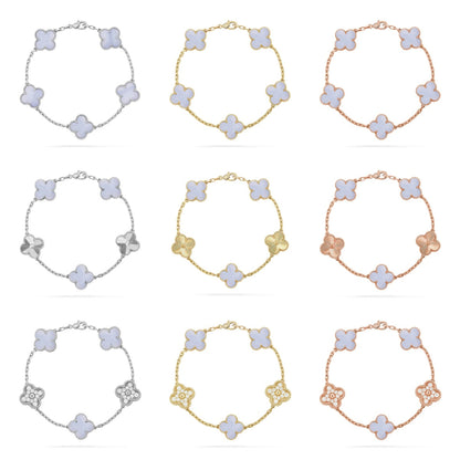 [Lora] CLOVER 5 MOTIF PURPLE CHALCEDONY BRACELET COLLECTION