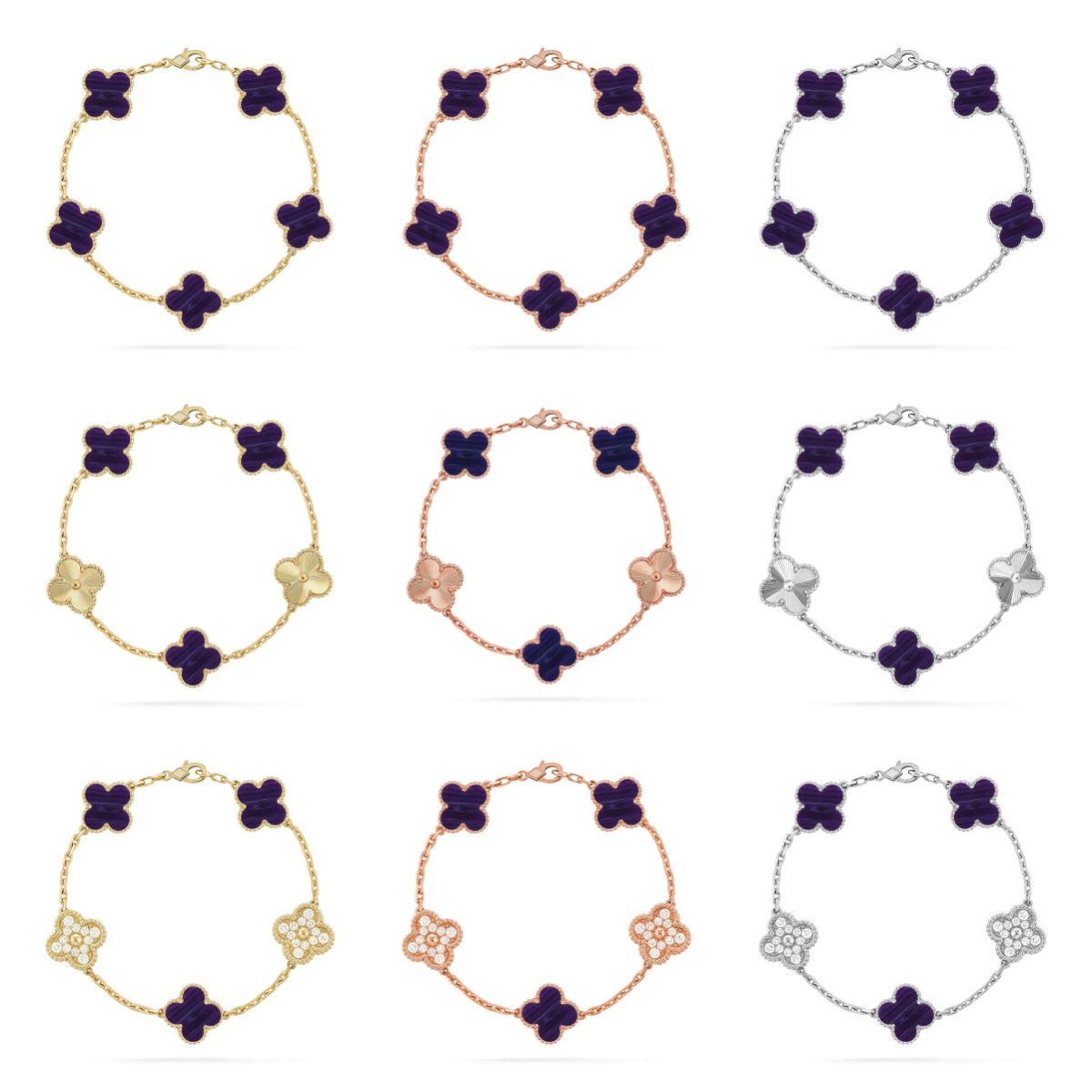 [Lora]CLOVER 5 MOTIF PURPLE STRIPES BRACELET COLLECTION