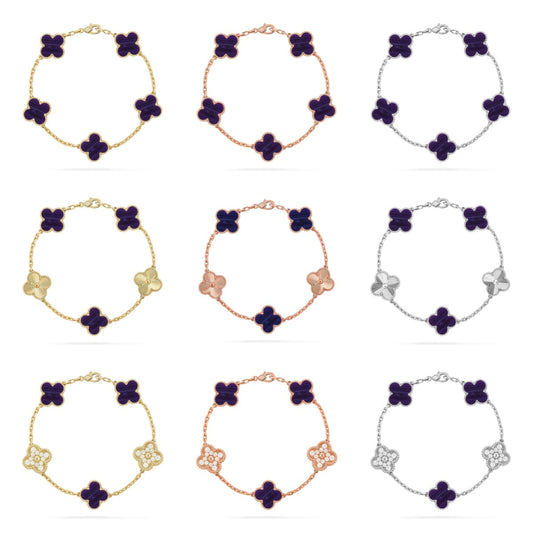 [Lora]CLOVER 5 MOTIF PURPLE STRIPES BRACELET COLLECTION