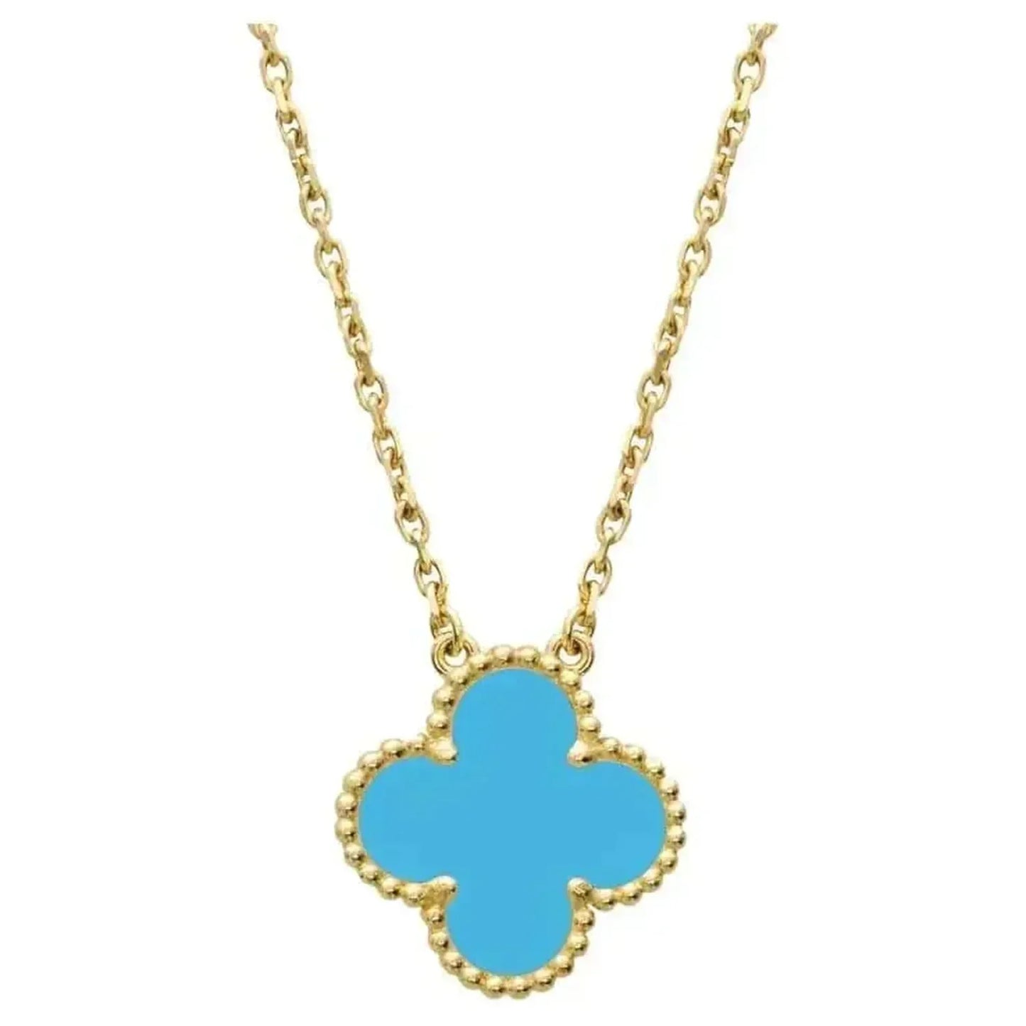 [LORA]CLOVER 15MM VINTAGE TURQUOISE NECKLACE