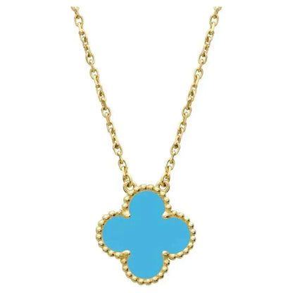 [LORA]CLOVER 15MM VINTAGE TURQUOISE NECKLACE
