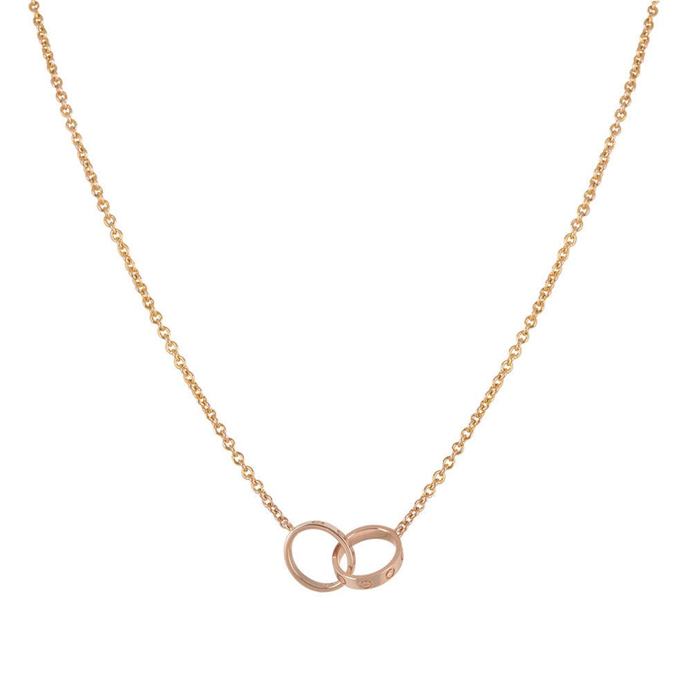 [LORA]LOVE NECKLACE DOUBLE RING PINK GOLD
