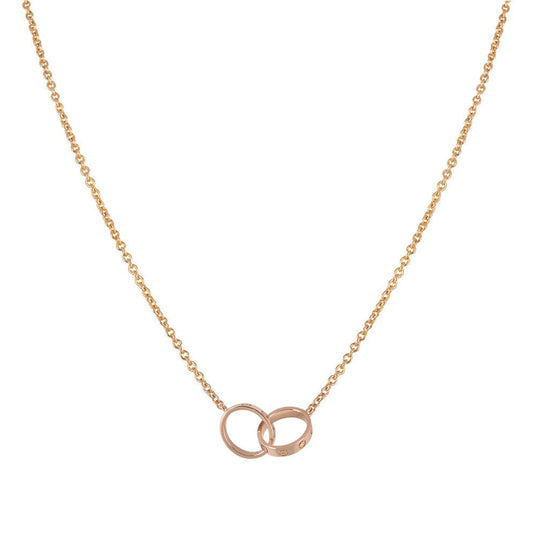 [LORA]LOVE NECKLACE DOUBLE RING PINK GOLD
