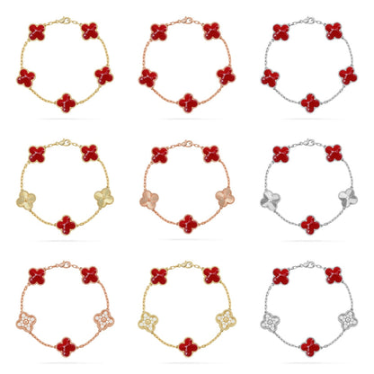 [Lora]CLOVER 5 MOTIF RED PATTERN BRACELET COLLECTION