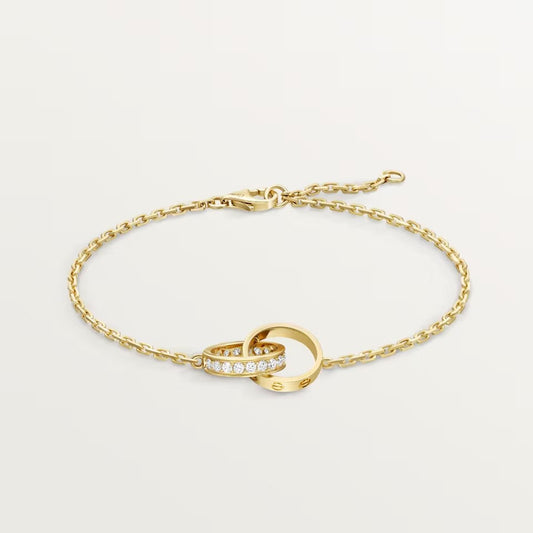 [Lora] LOVE DOUBLE RING HALF DIAMOND BRACELET