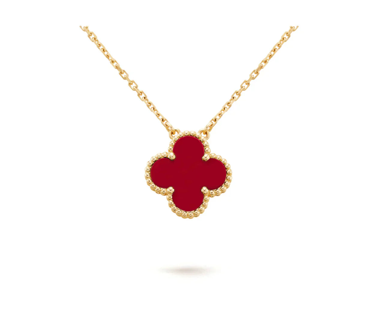 [LORA]CLOVER 15MM CARNELIAN SINGLE FLOWER NECKLACE