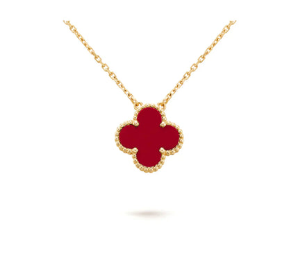 [LORA]CLOVER 15MM CARNELIAN SINGLE FLOWER NECKLACE