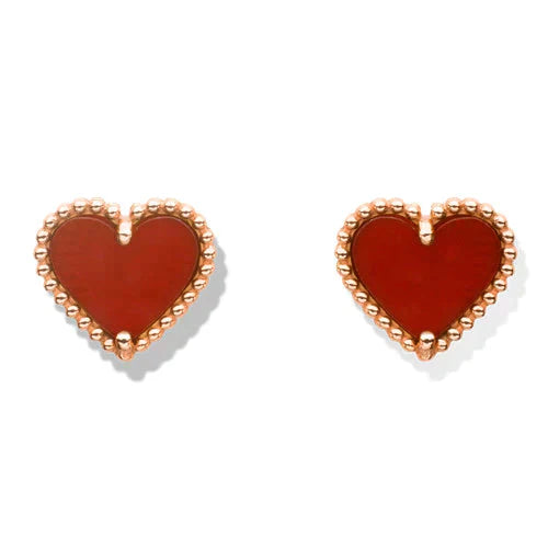 [LORA]HEART CARNELIAN STUD EARRINGS