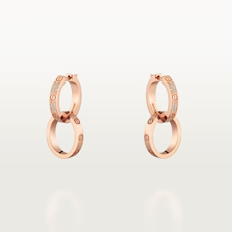 [LORA] LOVE 3.3MM DANGLE HALF DIAMOND EARRINGS
