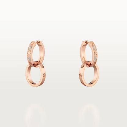 [LORA] LOVE 3.3MM DANGLE HALF DIAMOND EARRINGS