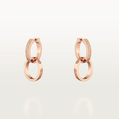 [Lora] LOVE 3.3MM DANGLE HALF DIAMOND EARRINGS