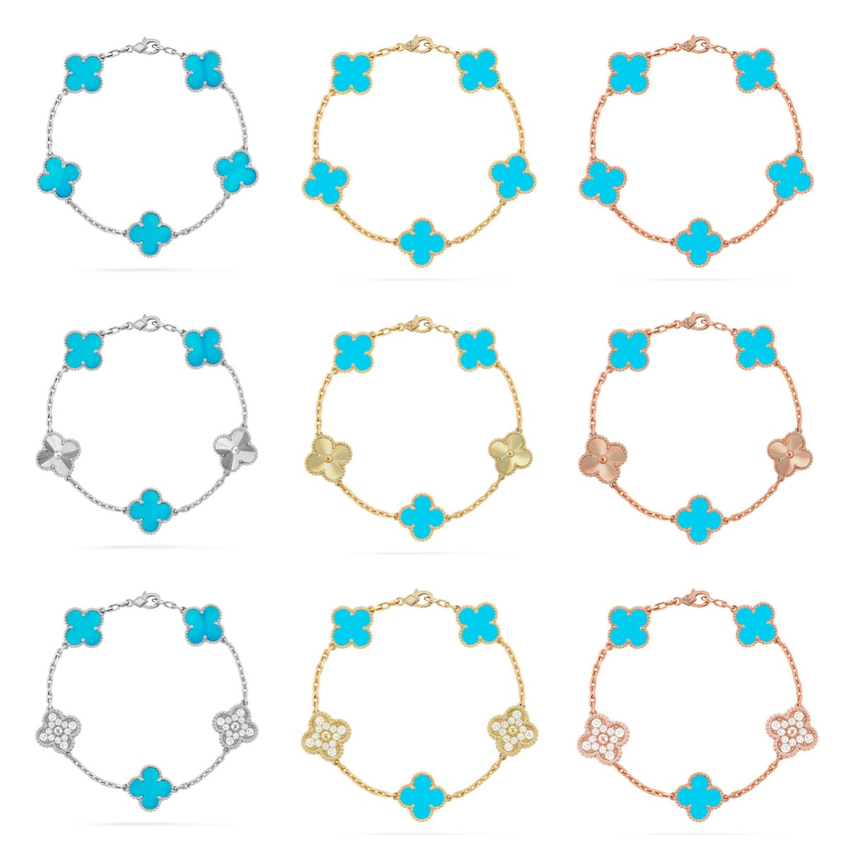 [Lora] CLOVER 5 MOTIF TURQUOISE BRACELET COLLECTION