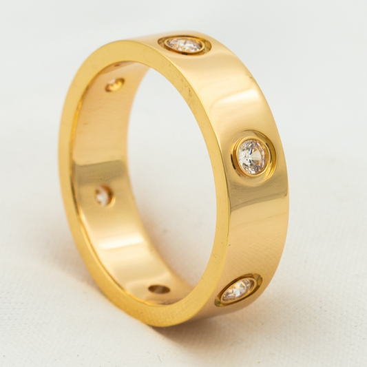[LORA]LOVE RING 5.5MM 6 DIAMONDS PINK GOLD