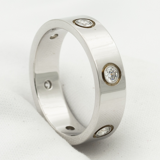 [LORA]LOVE RING 5.5MM 6 DIAMONDS SILVER