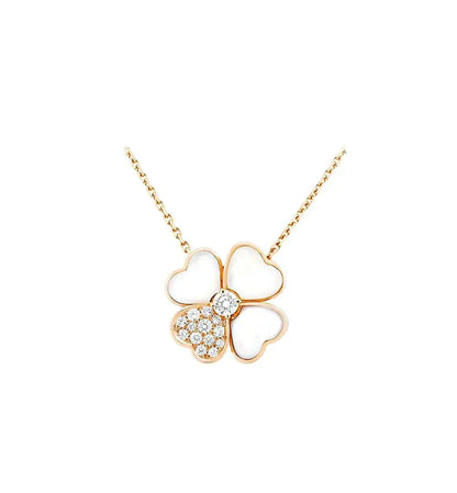 [Lora]CLOVER MOP DIAMOND ROSE GOLD NECKLACE