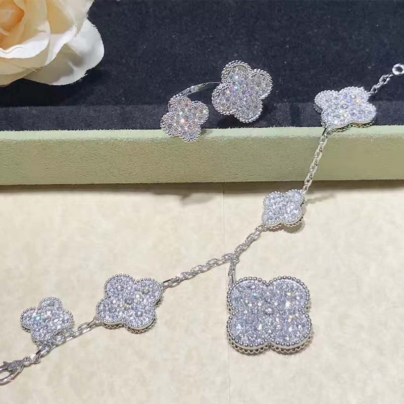[LORA]CLOVER 6 MOTIFS SILVER DIAMOND BRACELET