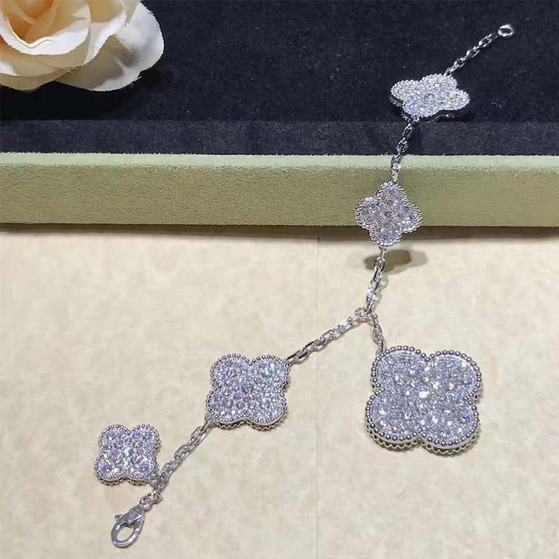 [LORA]CLOVER 6 MOTIFS SILVER DIAMOND BRACELET