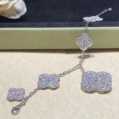 [LORA]CLOVER 6 MOTIFS SILVER DIAMOND BRACELET