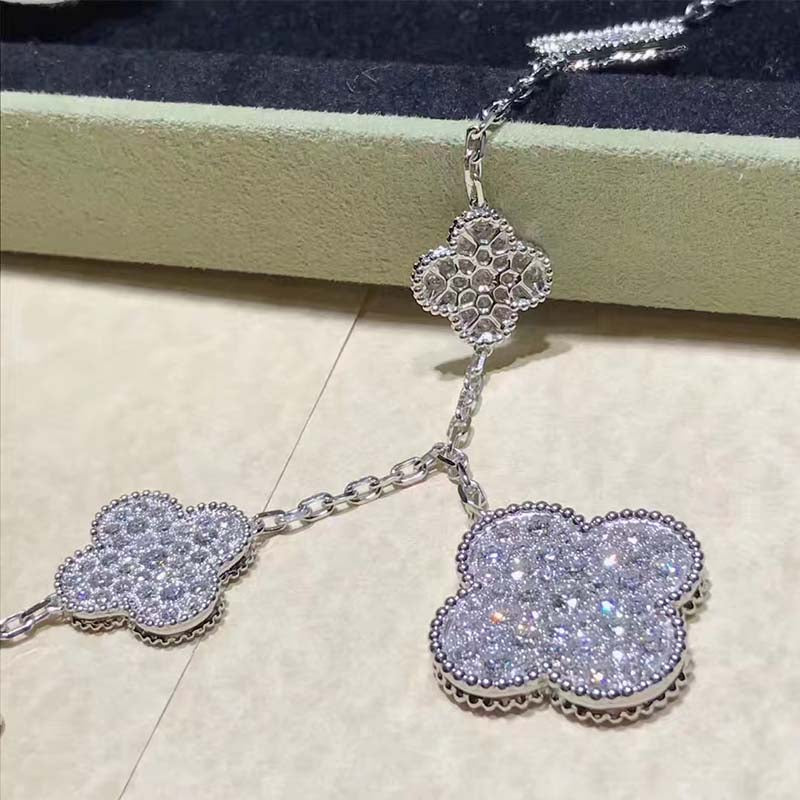 [LORA]CLOVER 6 MOTIFS SILVER DIAMOND BRACELET