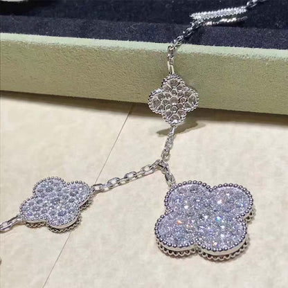 [LORA]CLOVER 6 MOTIFS SILVER DIAMOND BRACELET