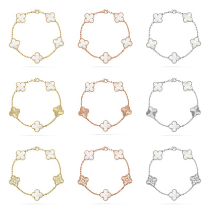 [Lora]CLOVER WHITE PEARL MOP 5 MOTIF BRACELET COLLECTION